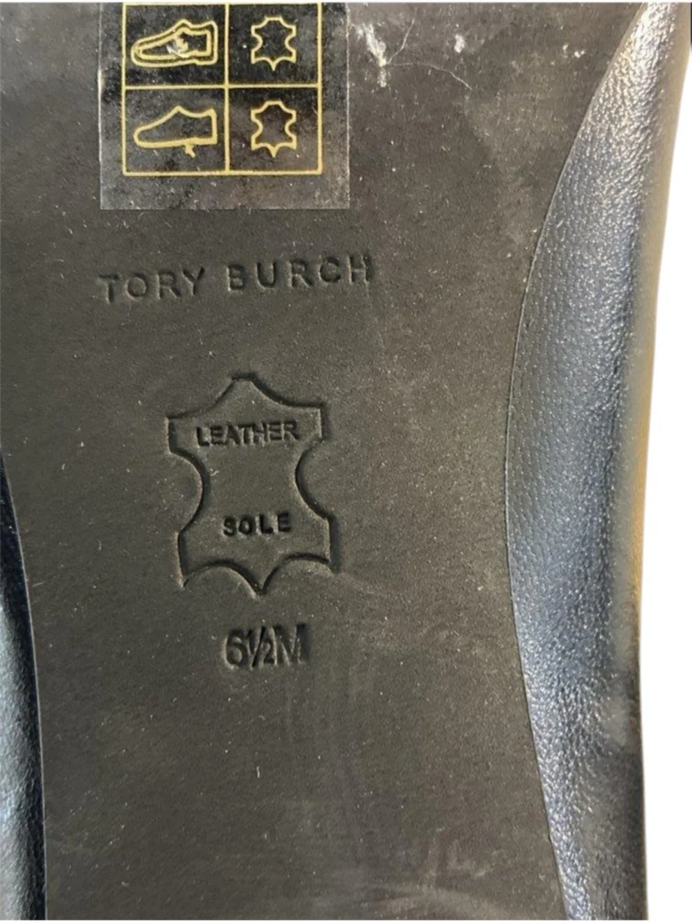 Tory Burch 45mm Cap Toe Pumps Black Leather Logo Bow Heels Womens Size 6.5M